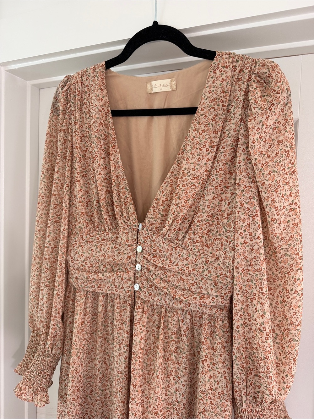 Altard State Beige Floral Maxi Dress with V-Neck - Picture 2 of 4